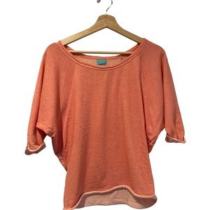 Light Pink Crew Neck Sweater with Oversized 3/4 Length Sleeves Size XS